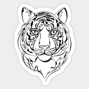 Continuous Line Tiger Portrait. 2022 New Year Symbol by Chinese Horoscope Sticker